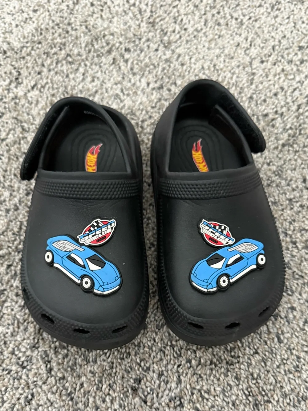 Kids Hot Wheels Clog Shoes with Blue Car Accent